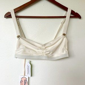 NWT - Bettie Page x Playful Promises Cream Sweetheart Bandeu Swim Top